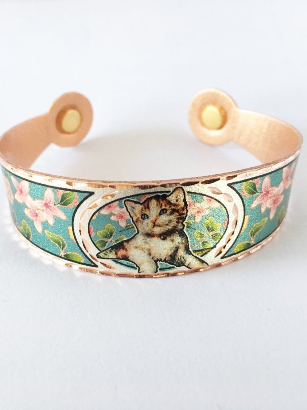 Colorful copper cat bracelet